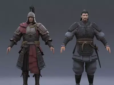 Ancient Asians people Low-poly 3D model
