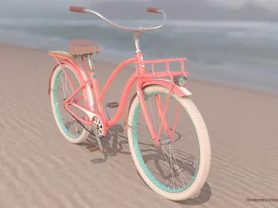 Womens Beach Cruiser Bike Low-poly 3D model