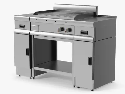 Stainless Steel Flat Grill Countertop Unit 3D model