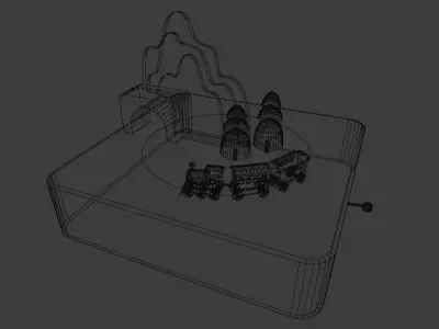 Wooden Train Music Box Low-poly 3D model