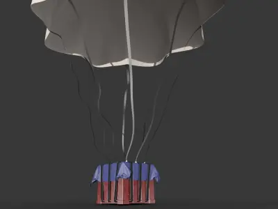 PUBG Air Drop Animated with Parachute 3D model