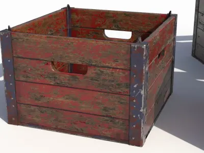 Wooden Crate Low-poly 3D model 6