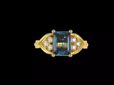 London Blue Emerald Ring 3D print model