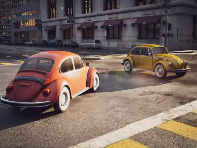 Low Poly Small Car 1 - Game Ready  Low-poly 3D model