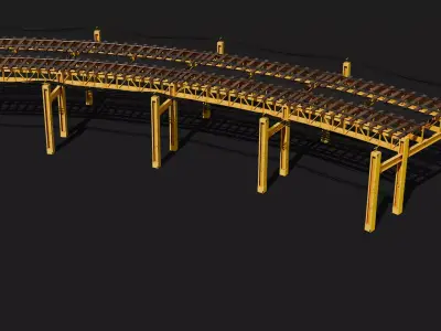 Kitbash Elevated railroad train track Chicago metro commuter  3D model