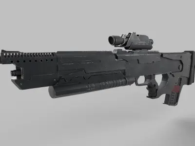 Assault rifle Low-poly 3D model 3