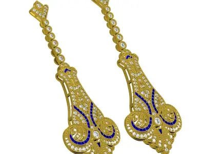 Antique Long Cocktail Earring 2 3D print model