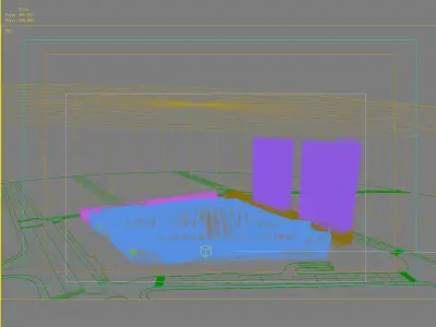 Architecture building in middle of field 3D model