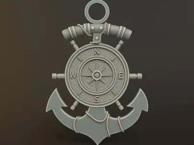 Marine Anchor Pendant - 3D Printable 3D print model