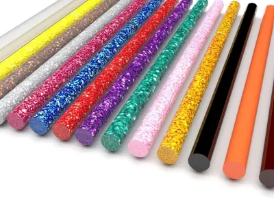 Hot Glue Sticks Set 3D model