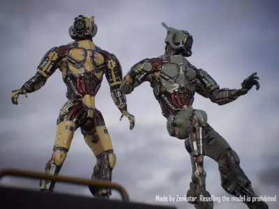 Sci-fi robot character with 4 color options Low-poly 3D model