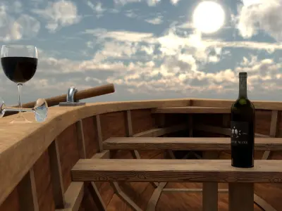 Boat Scene Low-poly 3D model