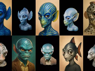 Head Fish bundle 12 pack 100 glb 3D model