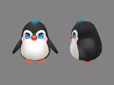 Cartoon baby penguin -  female - lovely Low-poly 3D model