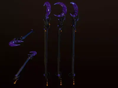 Emissive Magic Staff Low-poly 3D model