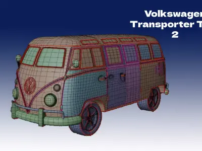 Volkswagen Transporter Tipo 2 The Mistery Machine Low-poly 3D model