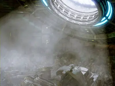 Abandoned Machine Graveyard Low-poly 3D model