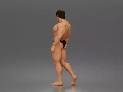 The muscular Arnold walks forward showcasing sculpted physique 3D print model