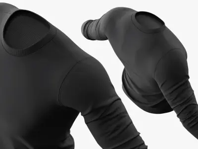 Long Sleeve Crewneck Shirt Clothing Black 3D model