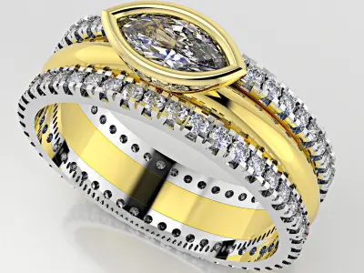 3 Rings in one  3D model