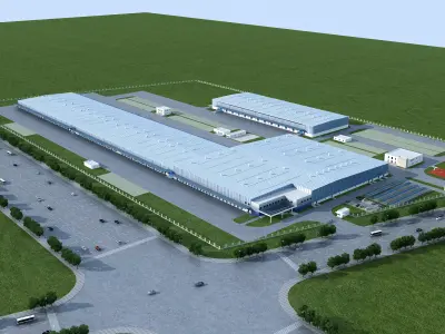 Industrial buildings factories industrial parks 3D model