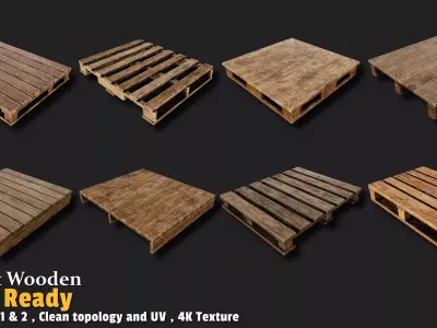 Wooden Pallet Game Ready VOL01 Low-poly 3D model