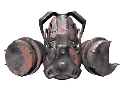 Wasteland old damaged mask Low-poly 3D model