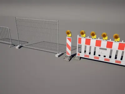 Construction Site Barrier and Fence Pack 3D model