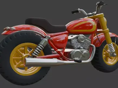Cartoon Red Chopper Motorcycle 3D Model 3D model by im3dking