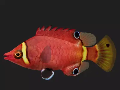 Wrasse Low-poly 3D model 13