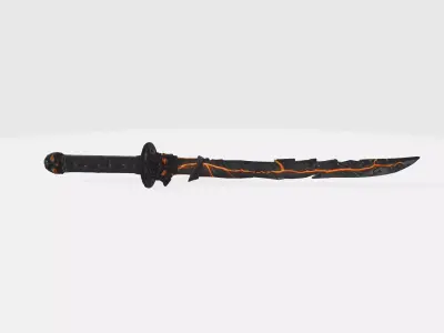 Solar Flare Katana - Game Ready PBR Japanese Sword 3D model