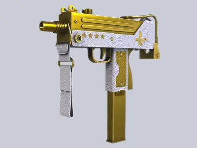 Royal Gold MAC10 Low-poly 3D model