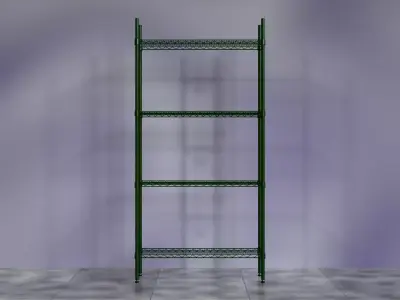 Wire Shelves - 36 inches X 12 inches X 72 inches in green epoxy Low-poly 3D model