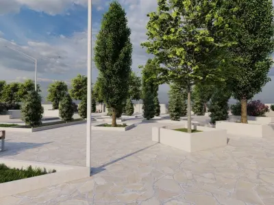 public park-Private Park Landscape 3D model 17