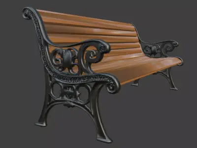 park bench low poly Low-poly 3D model