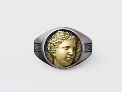 Greek godess ring for women 3D print model