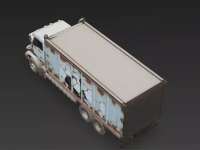 Abandoned Transport Truck Wreck Low-poly 3D model