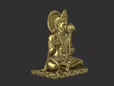 Sitting hanuman ji murti high definition stl file  3D print model