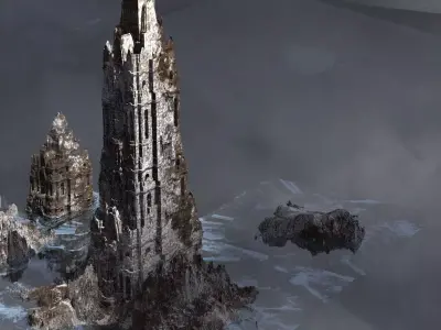 Winter Viking Sunken Towers Kit bash 3D model