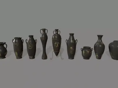 vase set 1 greek - greek Low-poly 3D model