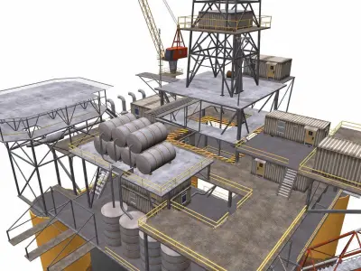 Oil Rig Platform Low-poly 3D model purchase