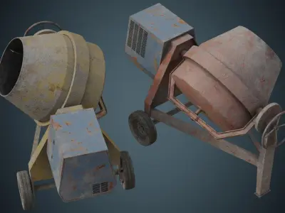 Concrete Mixer 2B Low-poly 3D model