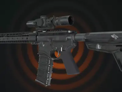 Rigged Tactical Assault Rifle Night Stalker 3D model