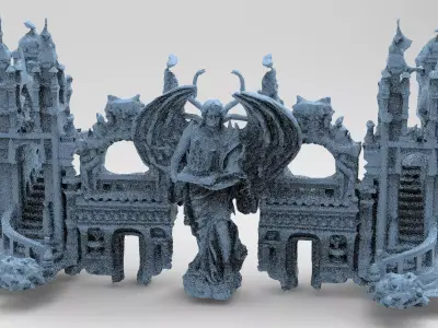 Ancient temple Stone temple Front 2 Low poly Low-poly 3D model