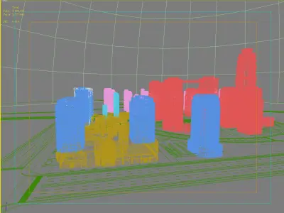 Architecture city with tall buildings and road 3D model