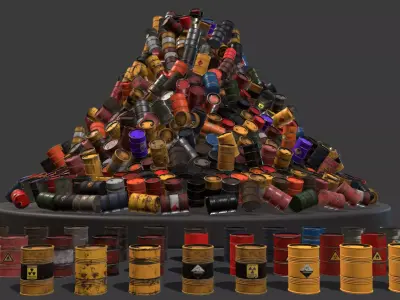 Barrel Pack - 60 Barrels Low-poly 3D model