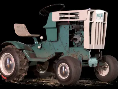 Vintage Lawn Tractor Low-poly 3D model
