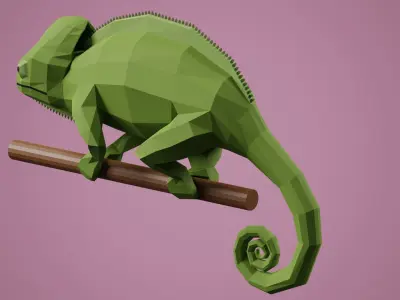 Stylized Chameleon Low-poly 3D model