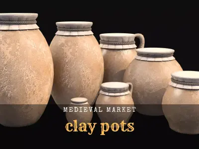 Medieval Market- Clay Pots Free 3D model