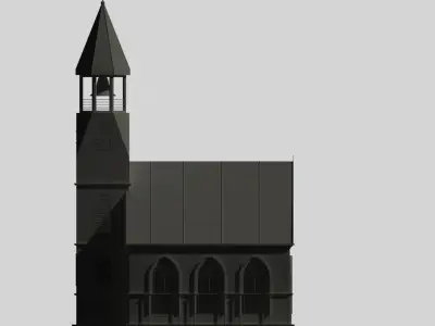 Mediavel church LOW POLY Free low-poly 3D model